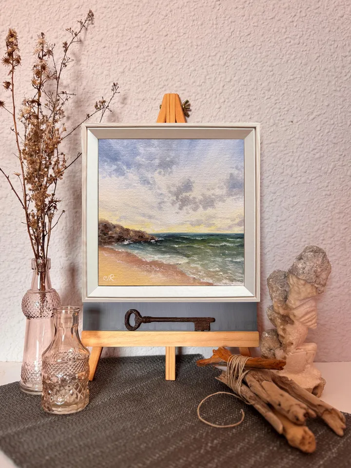 Seascape Original Art Sunset Oil Painting Coast Wall Art Sunrise Painting