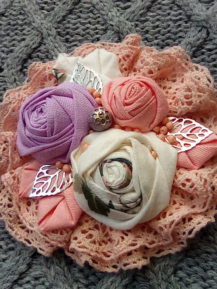 Handmade Floral Textile Brooch