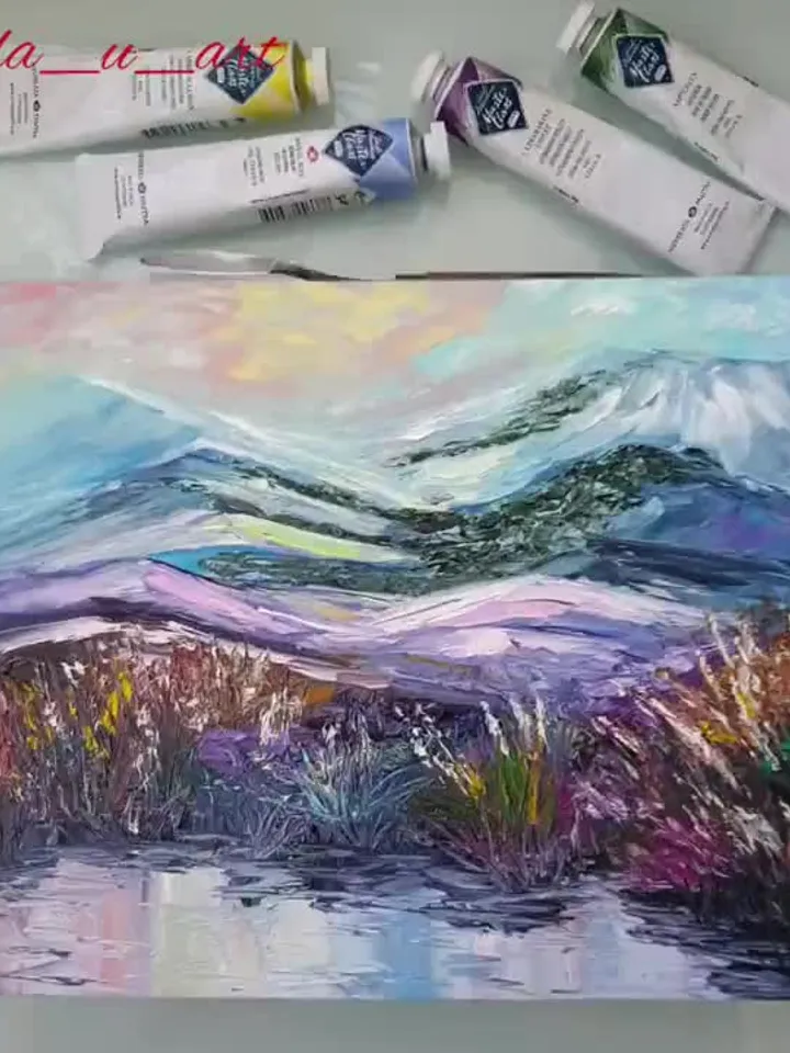 Lake Painting Mountain Original Art Landscape Wall Art Impasto Oil Painting