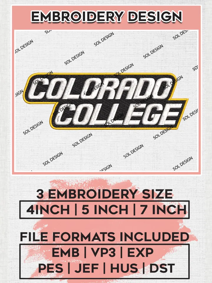 Ni.kee Colorado College Team Writing Logo Embroidery Design Files, NCAA Colorado College Tigers Machine Embroidery, NCAA Teams, 3 sizes, NCAA Machine embroidery designs, Digital Download