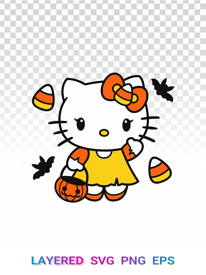 Hello Kitty Halloween SVG, Candy Corn PNG Sanrio Cricut