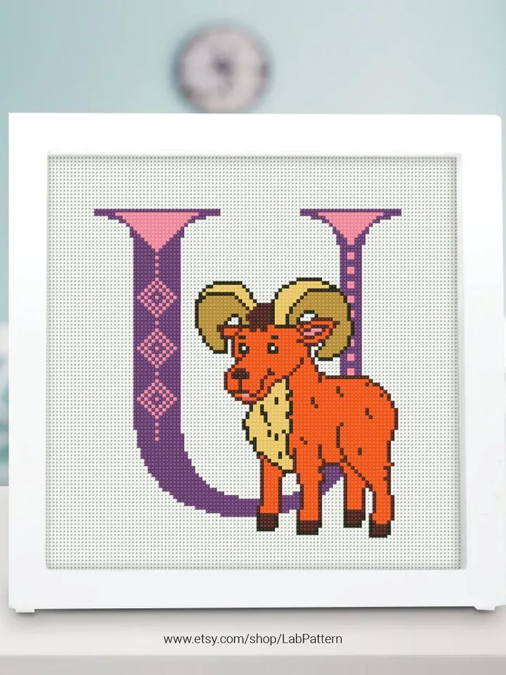 Letter U Urial ABC Cross stitch pattern | Embroidery Pattern | Instant Download | Embroidery Designs