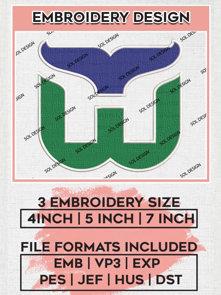 NHL Hurricanes Logo Embroidery Files, NHL Carolina Hurricanes Team Embroidery Designs, NHL Teams, 3 sizes, NHL Machine embroidery designs, Digital Download