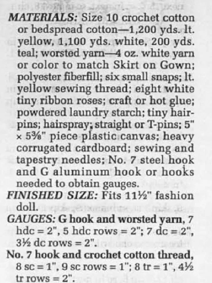 Vintage Barbie Dress Crochet Pattern for Dolls 11-1/2" Digital Download PDF