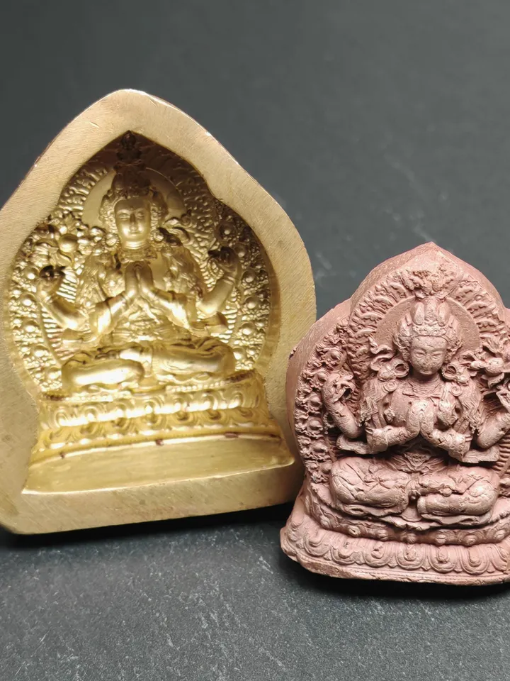 Chenrezig Tsa Tsa Mold,Old Version 4.5cm Height, Gandhanra Unique Tibetan Buddha Statue ,Mould For Making Clay Statue,Tsha Tsha