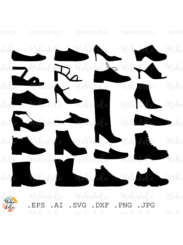 Shoes Svg, Shoes Silhouete, Shoes Cricut, Shoes Stencil Template Dxf, Shoes Clipart Png, Shoes Fashion