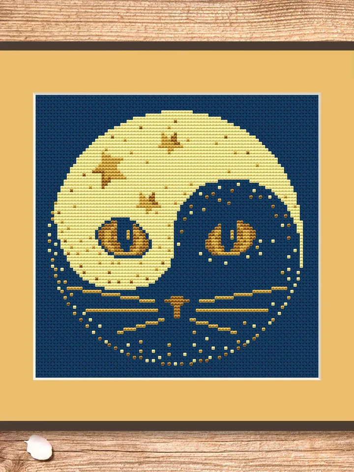 Yin and Yang Cat Cross Stitch Pattern, Cat Cross Stitch Pattern, Embroidery Yin and Yang, Animal Cross Stitch Pattern,Modern Pattern #cat002