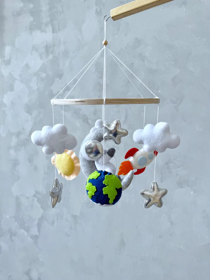 Space mobile baby boy Astronaut rocket space journey crib mobile