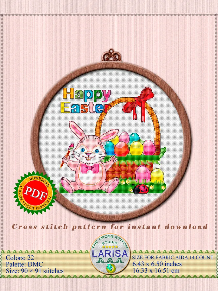 Happy Easter Cross Stitch Pattern | Easter Bunny