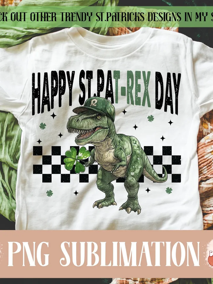 Happy St.Pat-Rex Day Png, St.patricks day png, Toddler st.patricks png, Retro st.patricks png, Kids st.patricks day png, Shamrock png