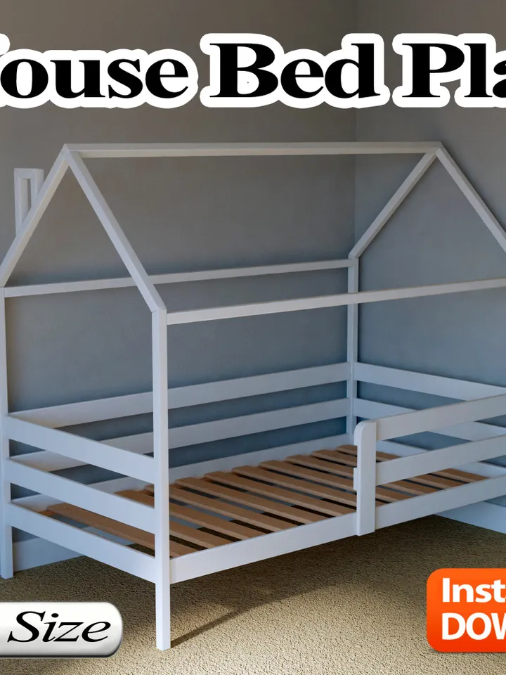 House Bed Plan, Twin Size, PDF, DIY