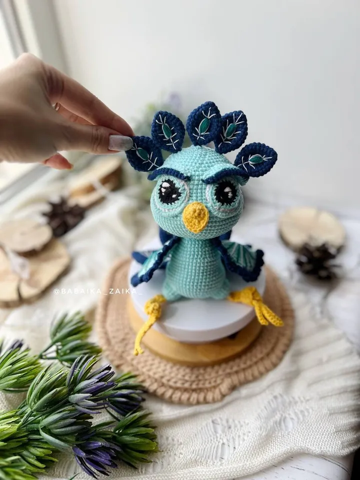PDF Crochet Peacock Pattern, Amigurumi Bird, Crochet Bird Pattern, Amigurumi Peacock, Amigurumi animal, Bird Doll Pattern, Bird amigurumi