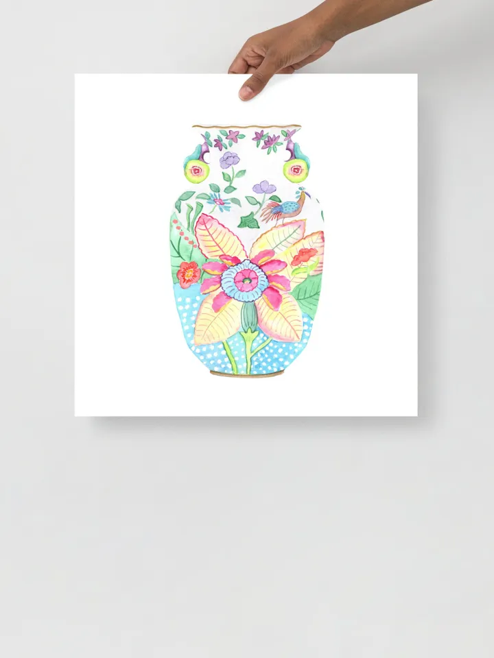 Chinoiserie Vase Art Watercolor Painting Chinoiserie Chic Asian Art Print Ginger Jar Art Vintage Chinoiserie Wall Art Print Floral Decor Art