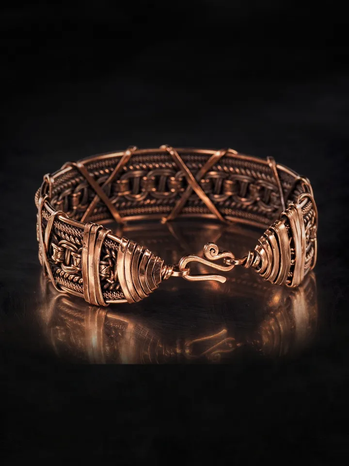 Woven copper wire bracelet Antique style handcrafted copper jewelry Unique gift