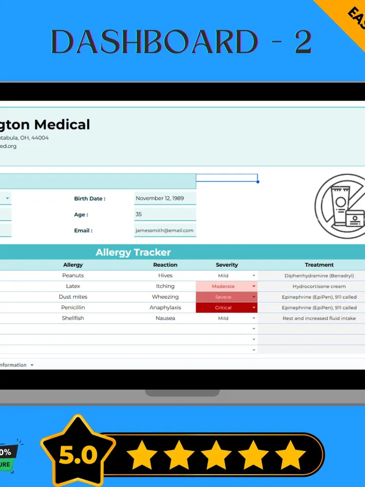 Allergy Tracker Template Google Sheets, Symptom Log & Management Tool, Health Monitoring Digital Planner, Instant Download