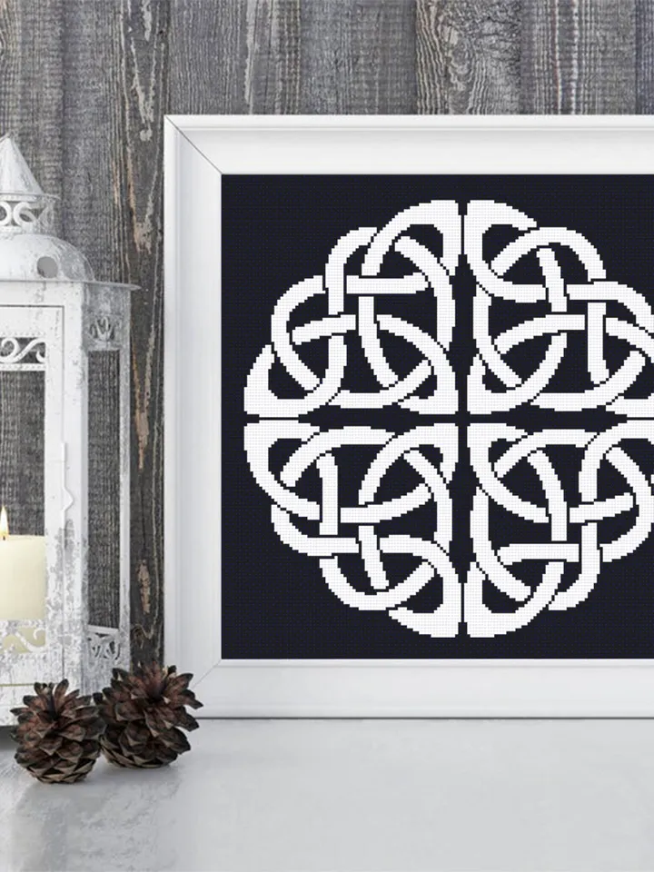 Mandala set cross stitch pattern download PDF Celtic knot cross stitch chart, Monochrome Tree of life cross stitch, Mandala embroidery #S30