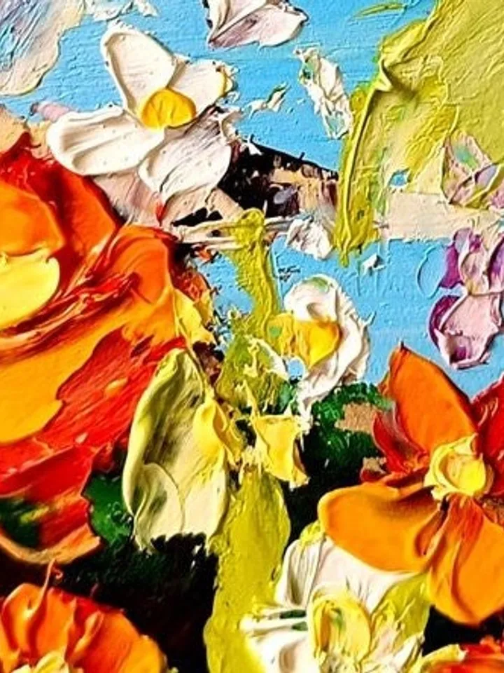 California Poppies Painting Seascape Original Art Meadow Fields Impasto Oil Artwork Landscape Wall Art Gifts by ArtProkopaloSv 7x5 in