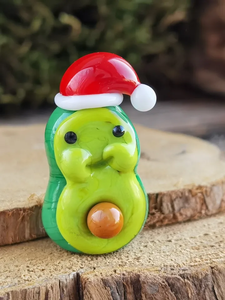 KAWAII AVOCADO figurine Miniature Avocado Glass Avocado beads Vegetable beads Miniature animals Vegatable ornament Decor Glass figurines