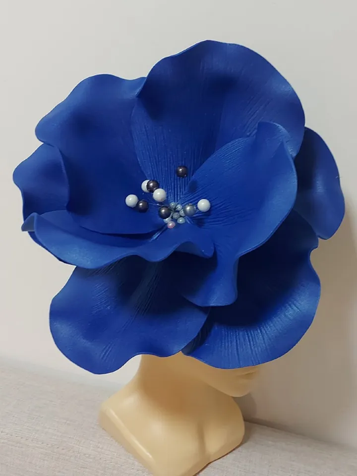 Large anemone Fascinator Kentucky Derby Hat, blue Flower headband, Tea Party Hat, Festival hat, Flower Hair Clips Fashion 2024