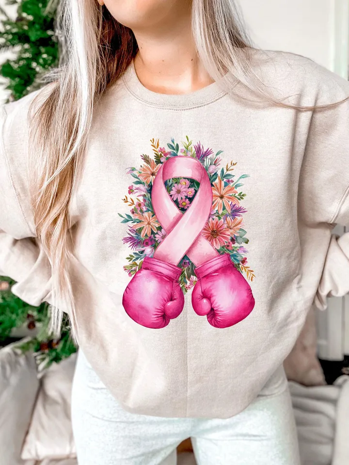 Breast Cancer with boxing gloves png sublimation design download, Breast Cancer png, Cancer Awareness png, sublimate designs download