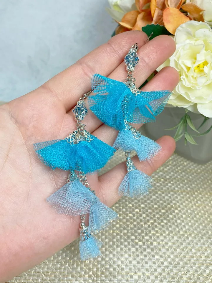 Handmade earrings. Fabric earrings. Bright earrings.