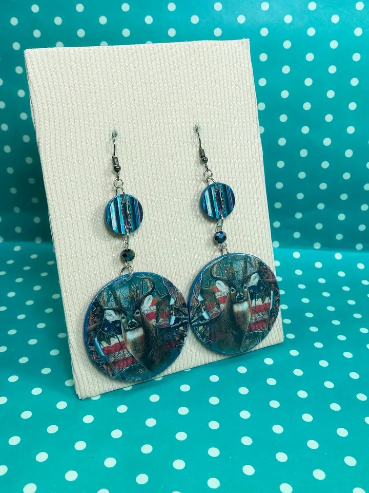 Original handmade earrings. Handmade jewelry. Author's earrings. Handmade. Earrings with deer.