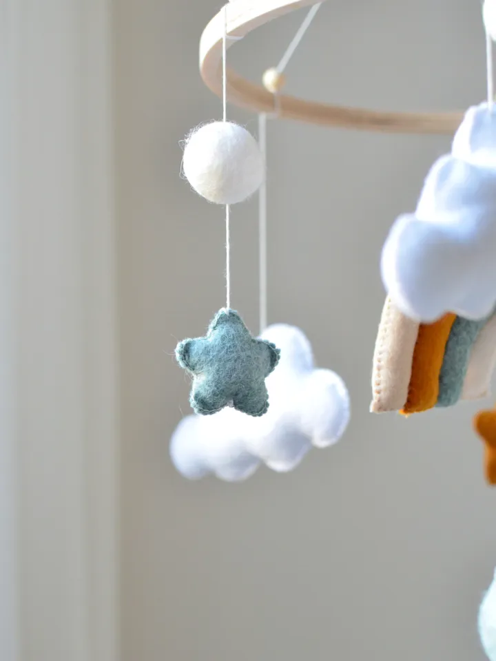 Baby mobile girl with Rainbow ,Nursery decor and Best baby shower gift
