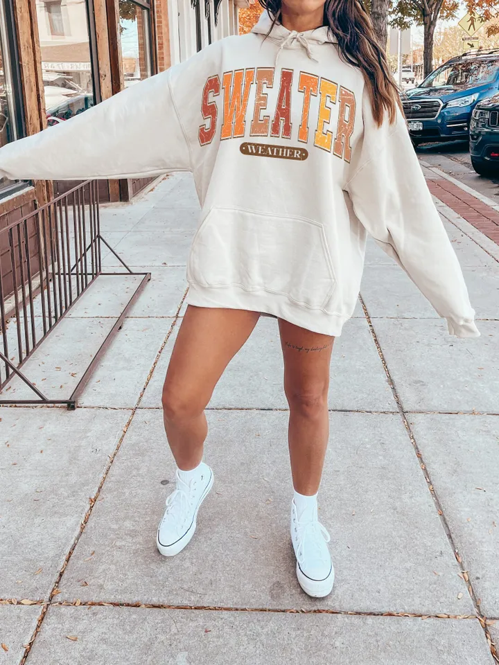 Sweater Weather SVG PNG, Distressed & Solid, Retro Fall Svg, Autumn, Vintage College Varisty Text, Shirt Sublimation Png, Cricut Cut File