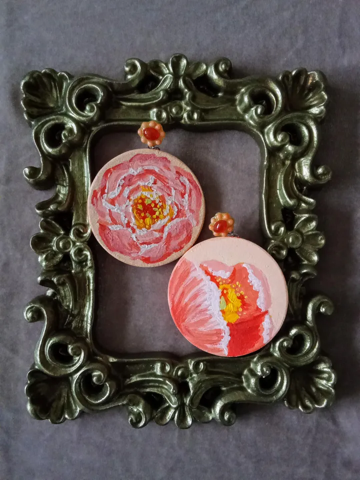 "Pink peony" earrings