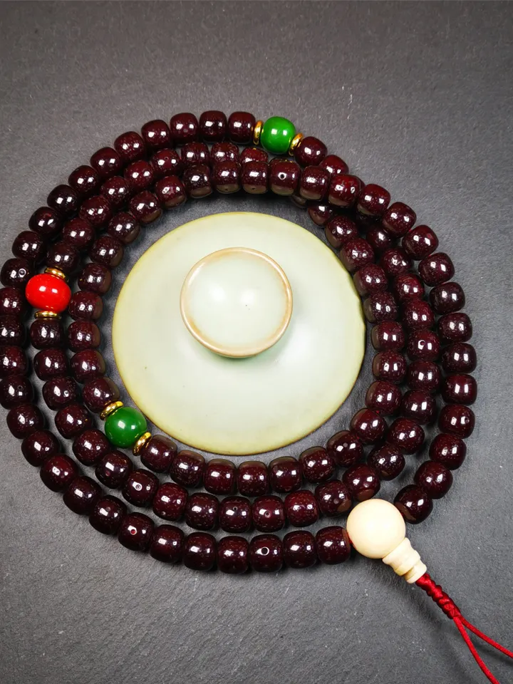 Gandhanra Large 108 10mm Lotus Seed Beads Mala,Barrel Shape Prayer Beads Necklace,Tibeatn Rosary Beads,40" Length