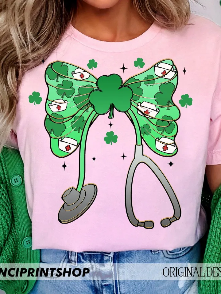 Nurse St. Patrick's Day Png, St. Patrick’s Day Nurse Coquette Png, St Patrick's Day png, Nurse Stethoscope St Patrick's Day Png, Nurse png