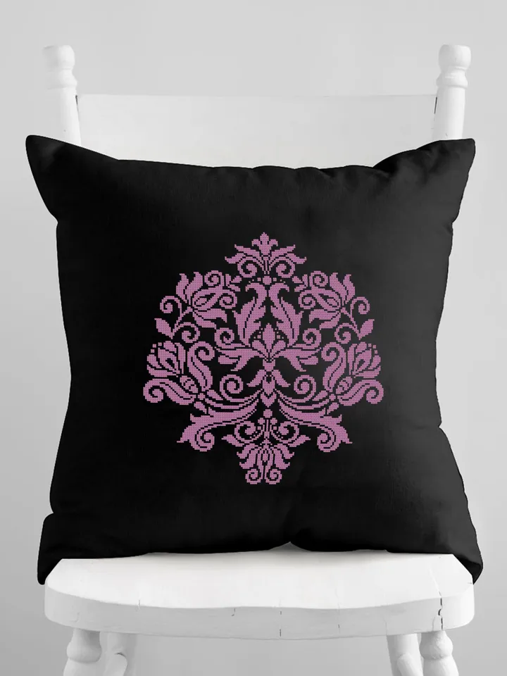 Floral damask ornament cross stitch pattern PDF download Flower mandala cross stitch chart, Damask pattern digital PDF, Floral scroll #M250