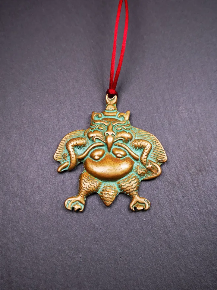 Gandhanra Antique Tibetan Buddhist Amulet,Garuda,Garula,Suparna,Golden-winged Bird Pendant,Made of Copper,2.28"