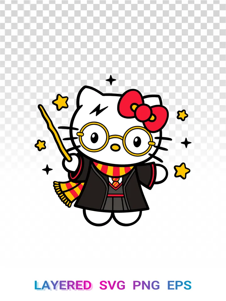 Harry Potter SVG PNG, Hello Kitty Wizard Sanrio Magic ✨