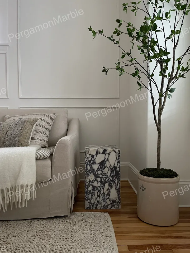 Calacatta viola Marble cube table marble cube coffee table nightstand or side table, handmade