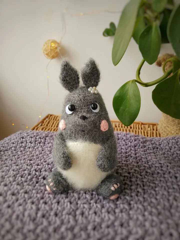 Stuffed Totoro toy anime My Neighbor Totoro sculpture decor. Plush Totoro toy