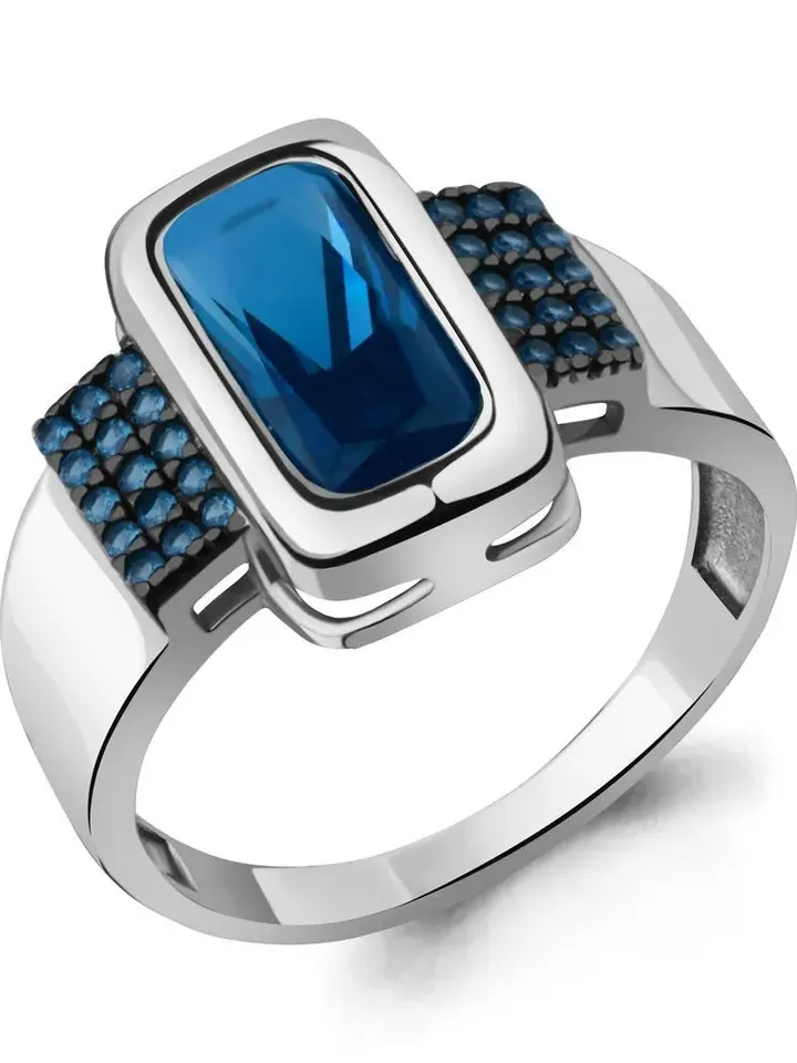 Ring silver 925 jewelry women's with topaz London and sapphires