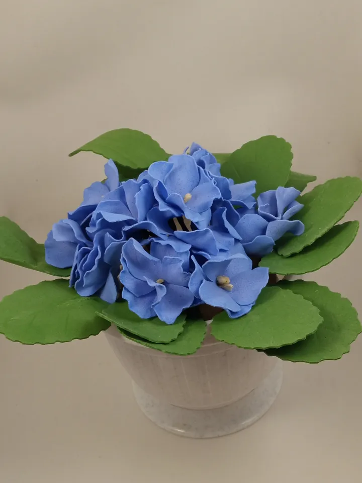 Blue violet in pot/ handmade artificial flowers/floral arrangements/ home decor/gift for her/mother Day gifts/grandma