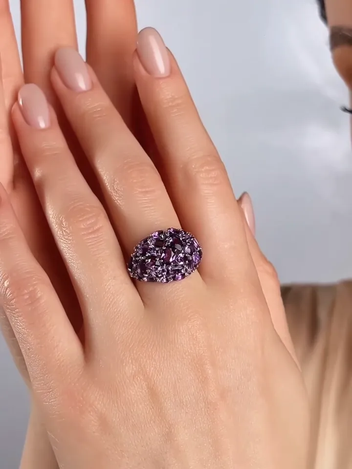 Women's ring, silver 925 with amethyst