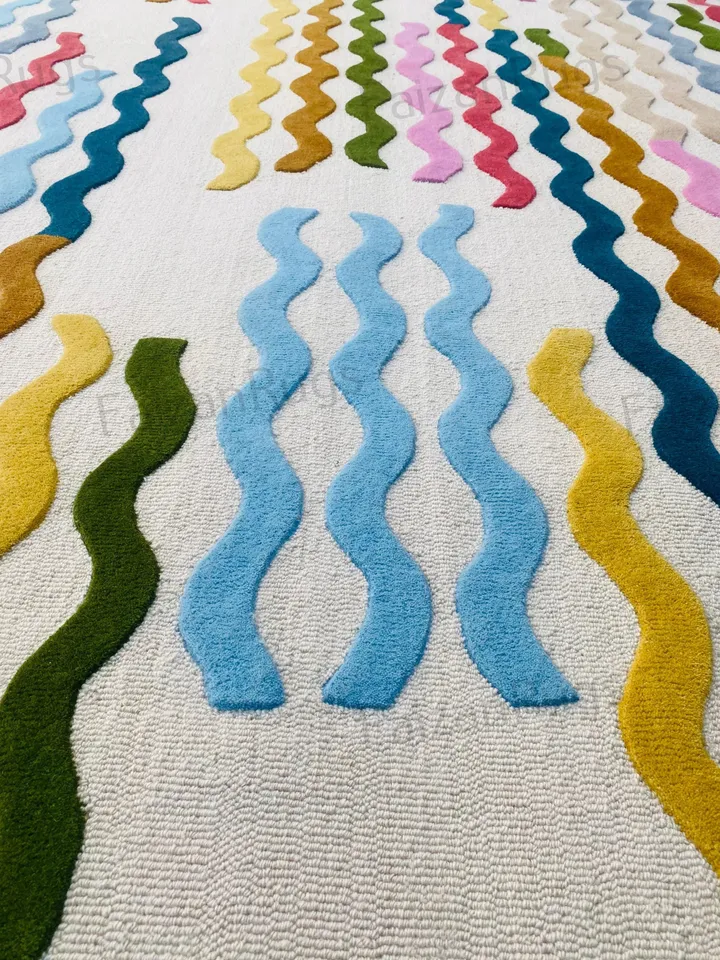 Buy Multi Color Rug Hand Tufted Modern Rug Handmade Wool Carving Rug Large Area Home Rug for Living Dining Bedroom 10x10 8x10 9x12 10x14