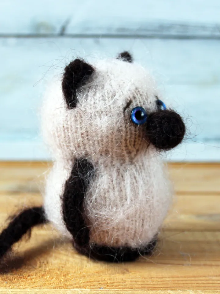 Siamese cat plush, Stuffed cat lover gift, Miniature cat plushie, Amigurumi cat interior doll