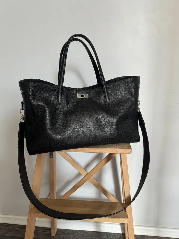 Genuine leather black classy designer women bag | everyday purse | elegant bag