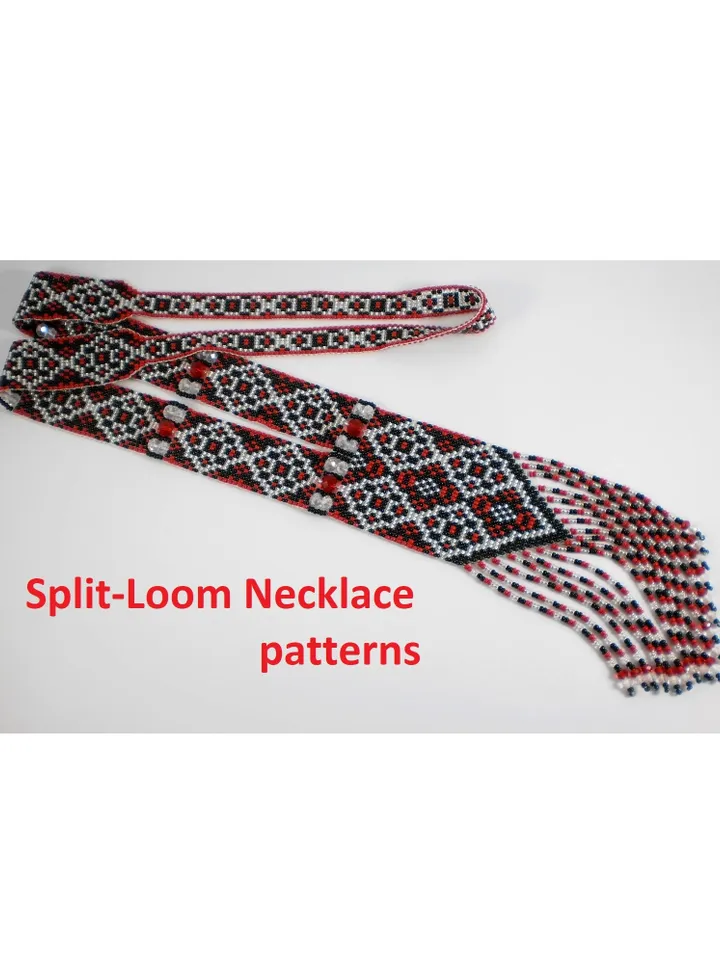 Bead loom patterns, schemes for a Gerdan-Split-Loom Necklace, Beading Loom only Pattern, Instant Download, PDF