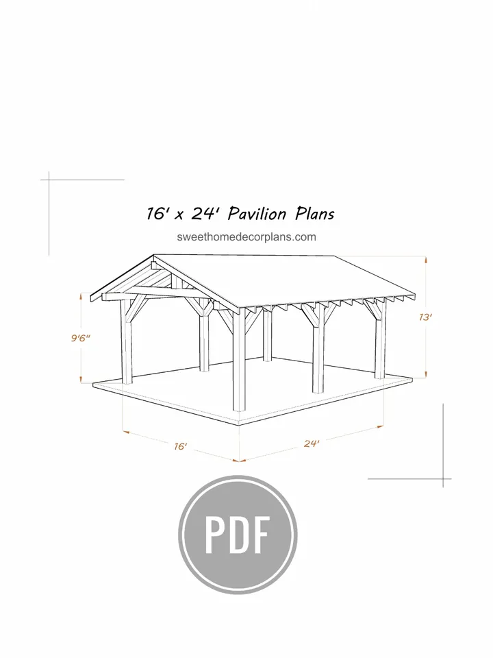 Diy 16 x 24 gable Pavilion Plans pdf. Carport pdf plans. Wooden outdoor covered gazebo plans. Garage plans. Backyard pergola plans for outdoor. Timber frame plans.