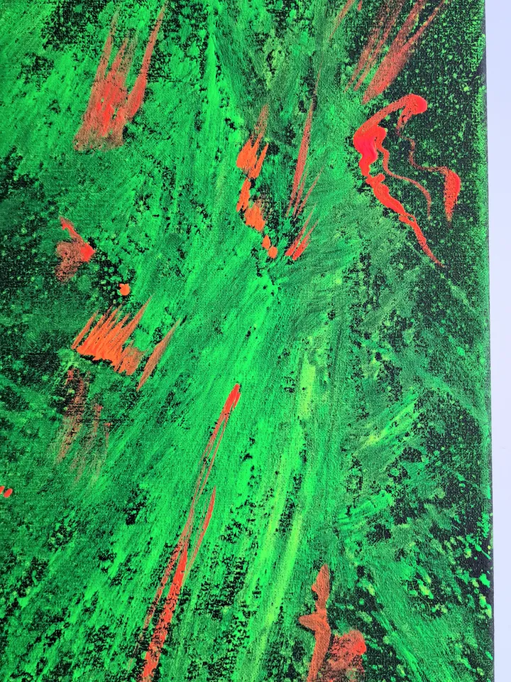 Neon painting "Chaos" abstract art modern art original black light painting on canvas