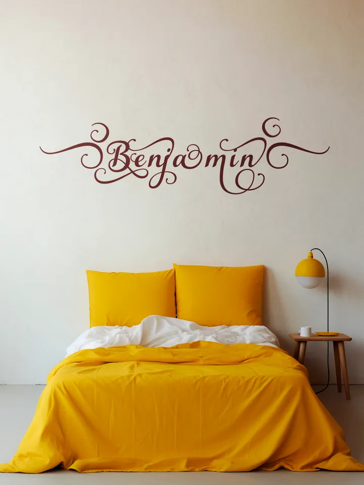 Benjamin - name in Samantha style with bright letters, digital design