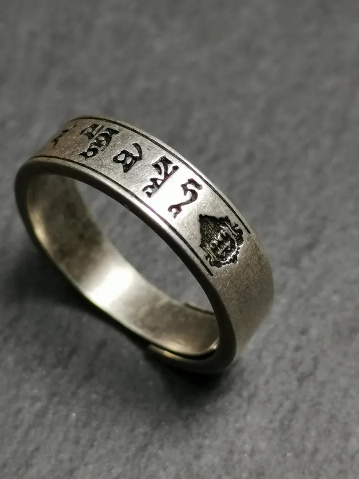 Gandhanra Unique Handcrafted Tibetan Silver Ring | Yellow Jambhala | Adjustable Size | Protection Jewelry | Spiritual Gift
