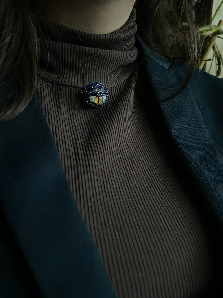 Gothic Yellow Eye Dragon Brooch, Yellow Eye Brooch