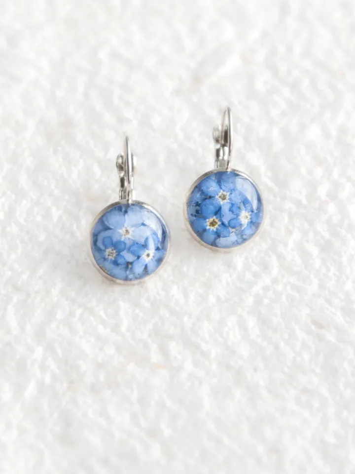 Forget-me-not earrings with real flowers