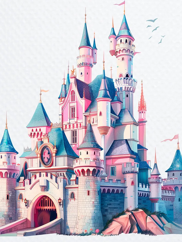 12 Princess Castle PNG Clipart, Watercolor Princess Castle for sublimation, Princess Castle High Quality PNGs, Paper craft, Junk Journals